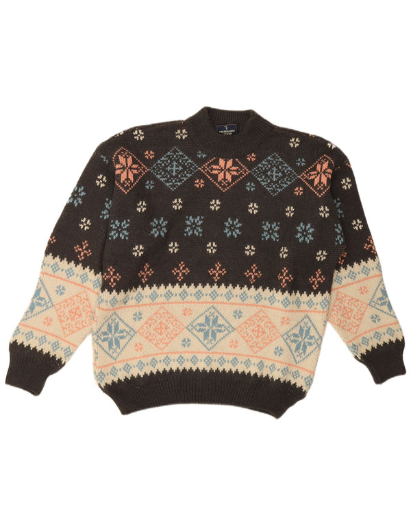 Ανδρικό πουλόβερ με λαιμόκοψη Trussardi Jeans XL Black Fair Isle