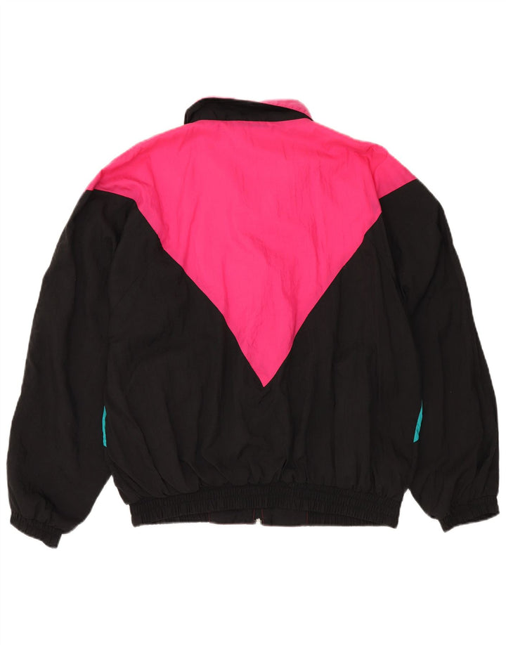 Γυναικεία αθλητική φόρμα VINTAGE Top Jacket UK 16 Large Black Colourblock Nylon