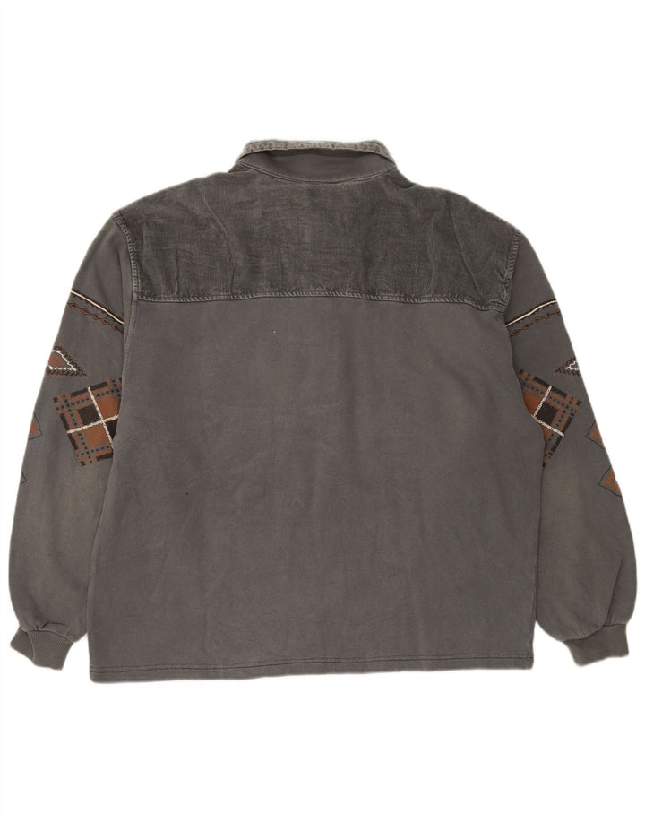 Chewan Ανδρικό φούτερ Polo με λαιμόκοψη Jumper XL Γκρι γεωμετρικό