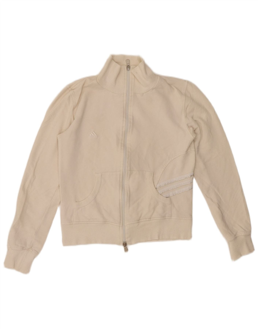Γυναικεία φόρμα ADIDAS Crop Top Jacket UK 10 Small White Cotton