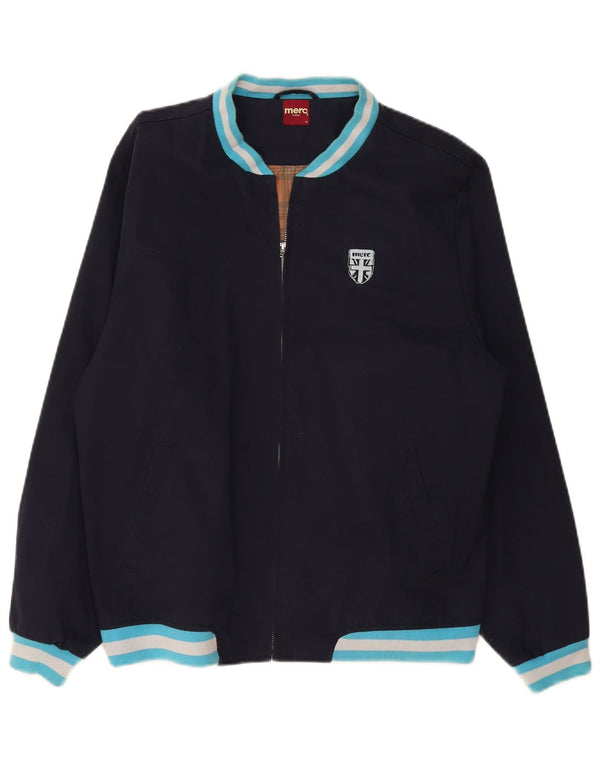Merc Mens Bomber Jacket UK 42 XL Navy Blue Colorblock Cotton