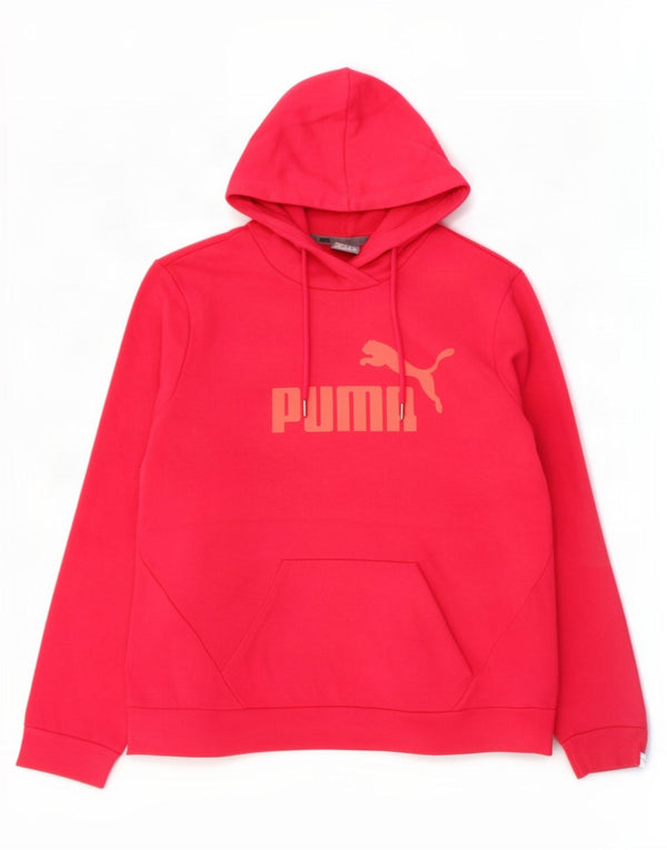 Puma Γυναικείο Γραφικό Hoodie Jumper UK 14 Medium Pink Βαμβακερό