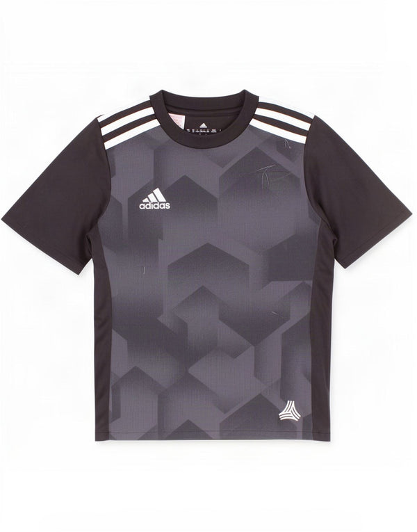 Adidas Boys Climalite T-Shirt Top 7-8 Years Black Geometric Polyester