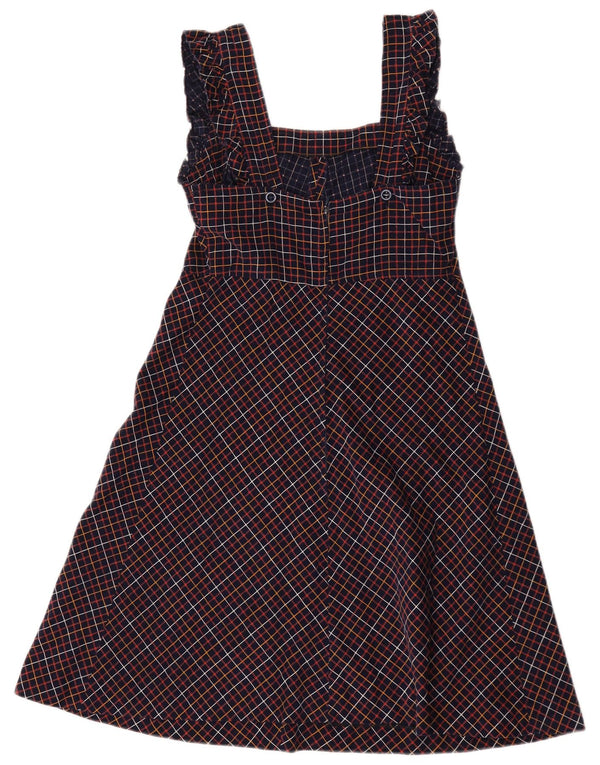 Vintage Γυναικείο Κοτλέ Φόρεμα A-Line IT 42 Medium Navy Blue καρό