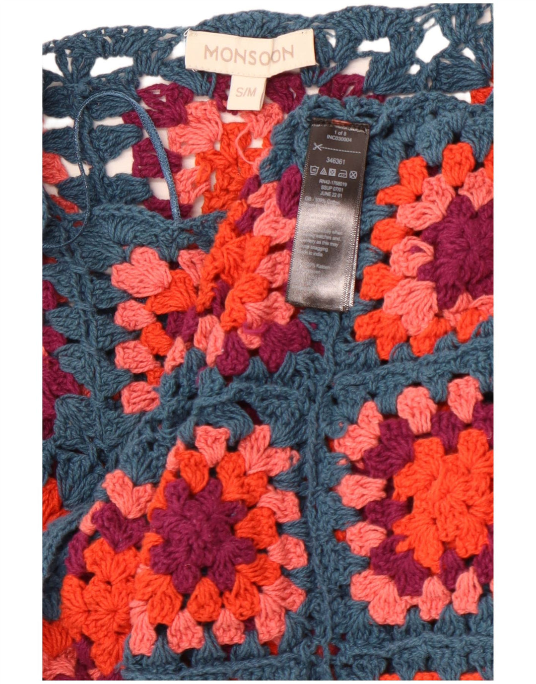 MONSOON Γυναικείο πουλόβερ με βελονάκι με βελονάκι UK 10 Small Blue Check