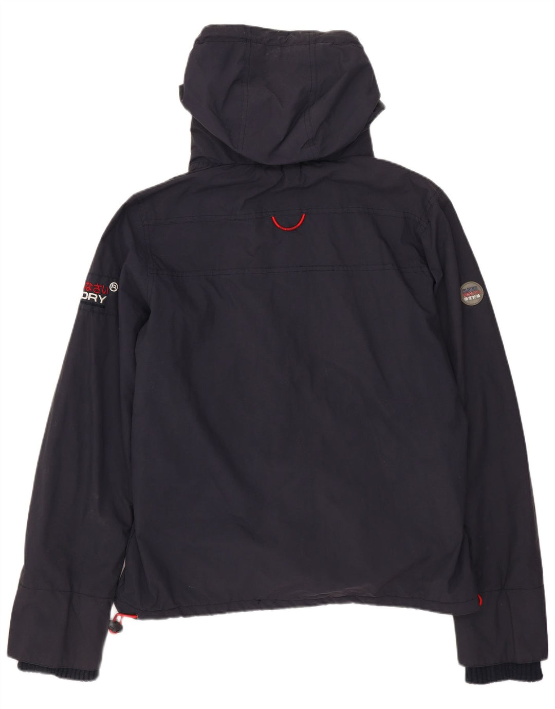 Superdry γυναικείο μπουφάν με κουκούλα αντιανεμικό UK 16 Large Navy Blue Nylon