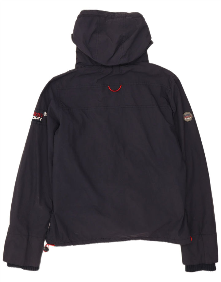 Superdry γυναικείο μπουφάν με κουκούλα αντιανεμικό UK 16 Large Navy Blue Nylon