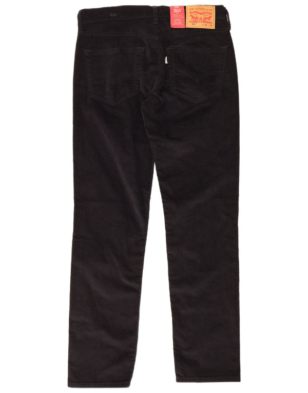 Levi's Mens 511 Slim Fit Κοτλέ παντελόνι W32 L32 Μαύρο βαμβακερό