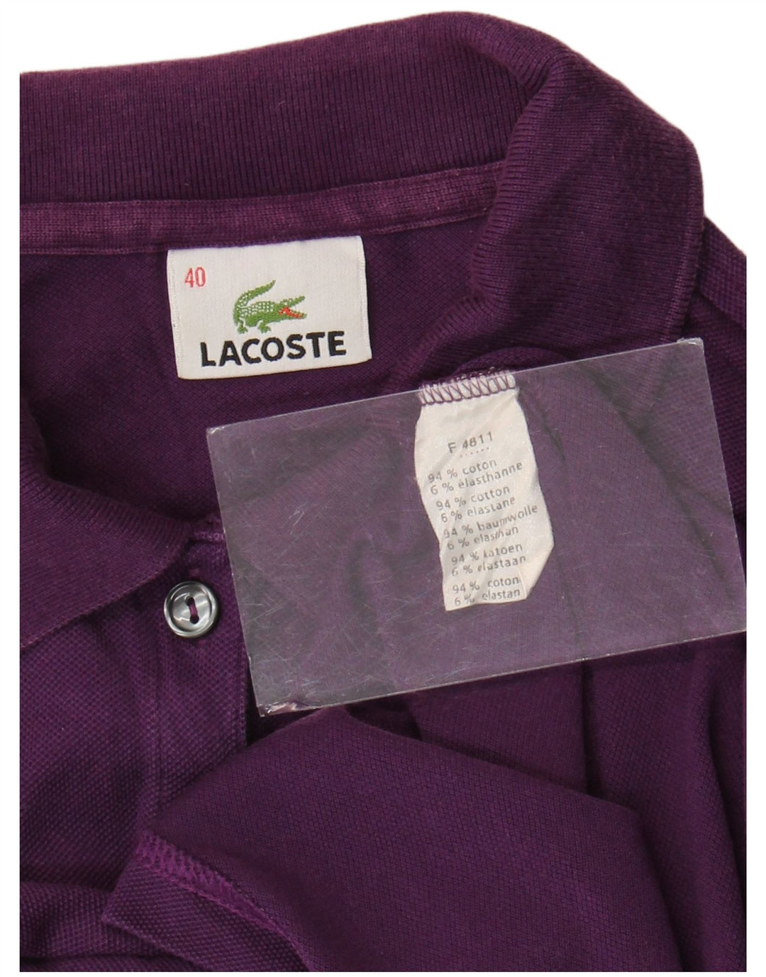 Γυναικείο πουκάμισο Polo Lacoste Νούμερο 40 Βαμβακερό μεσαίο μωβ