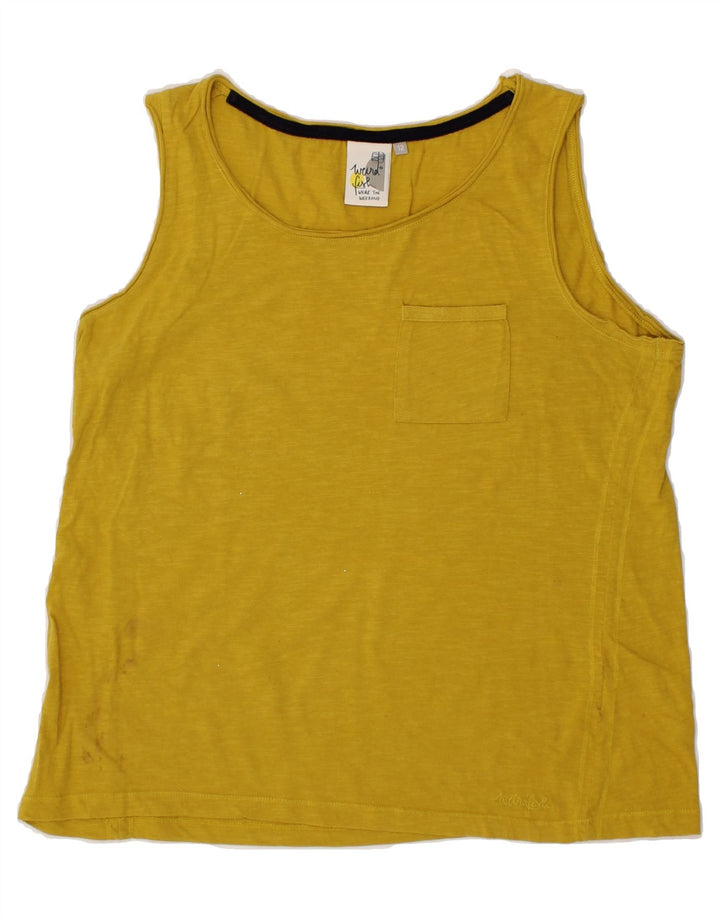 WEIRD FISH Womens Vest Top UK 12 Medium Yellow Cotton Vintage Weird Fish and Second-Hand Weird Fish from Messina Hembry 