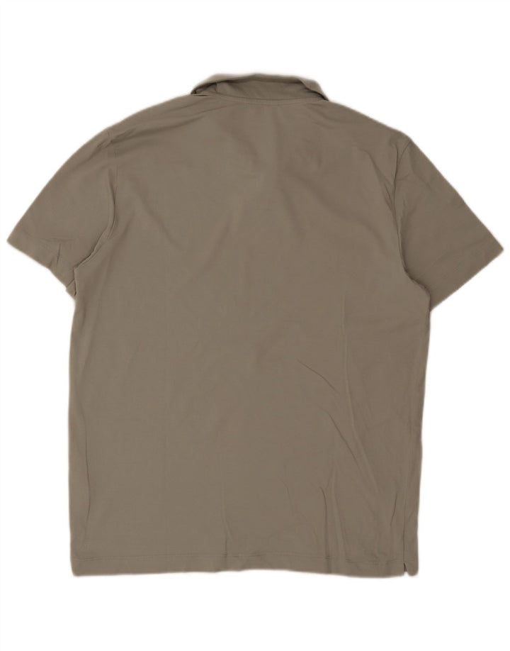 Ανδρικό μπλουζάκι πόλο Massimo Dutti XL Χακί βαμβακερό