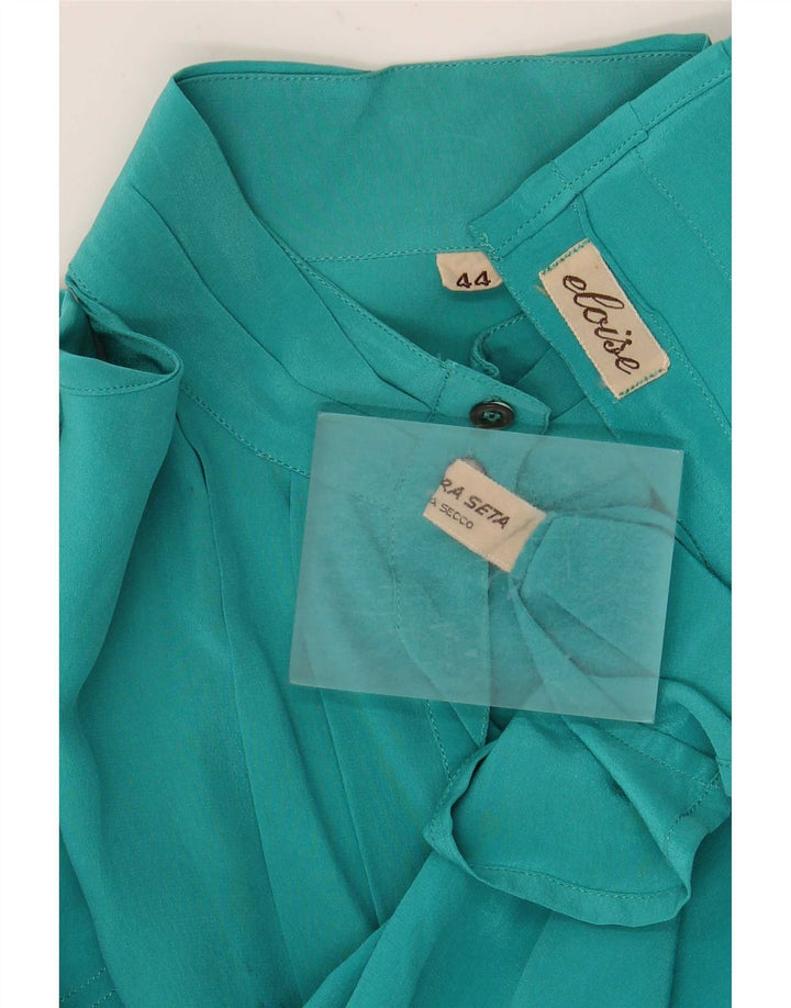 Vintage Γυναικείο Πουκάμισο Μπλούζα IT 44 Medium Turquoise Silk