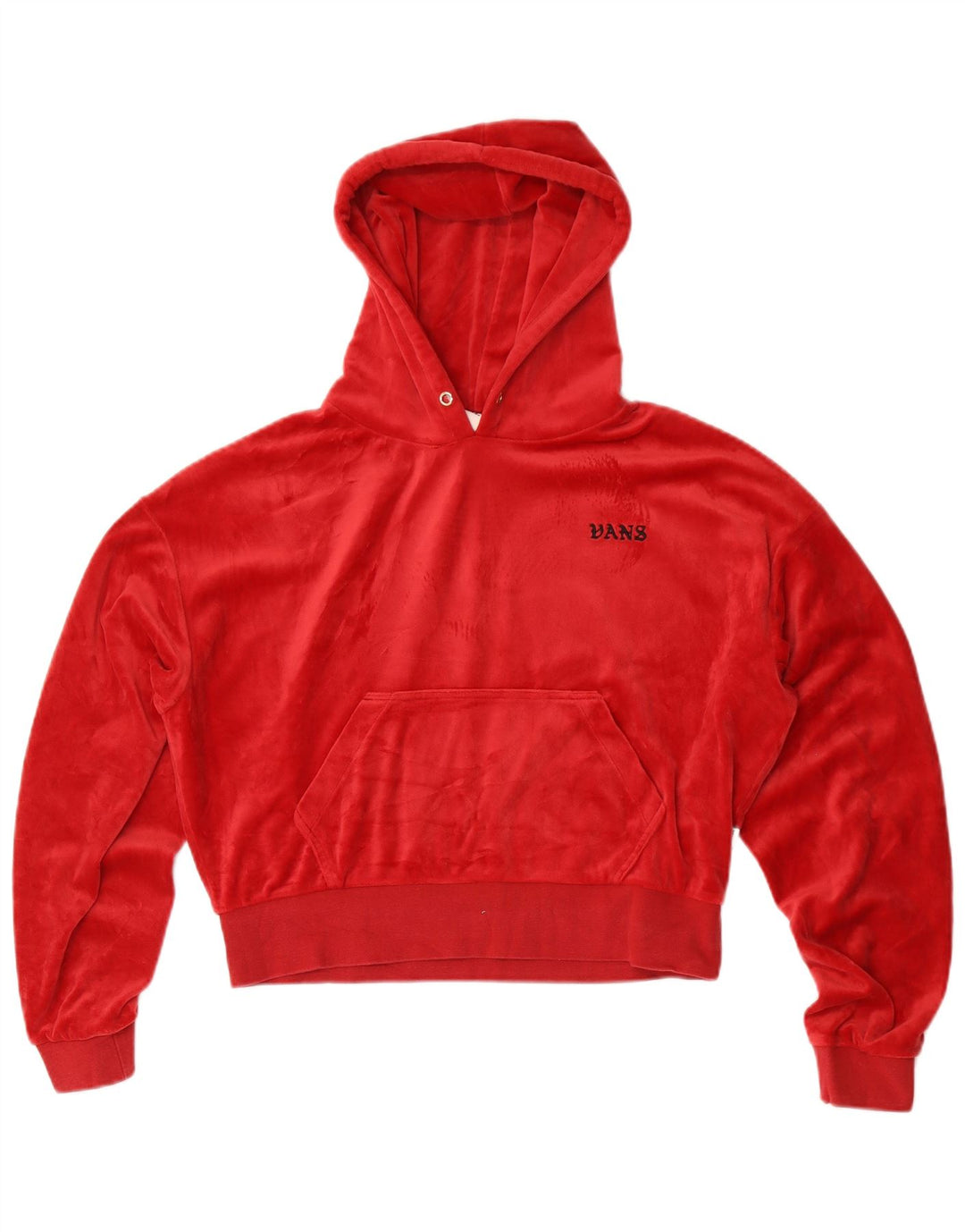 Vans Γυναικείο Βελούδινο Υπερμεγέθη Hoodie Jumper UK 10 Small Red Polyester