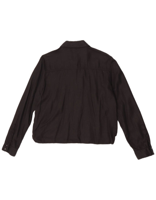 Zara Γυναικείο πουκάμισο Z1975 Μπλούζα UK 14 Medium Black Lyocell