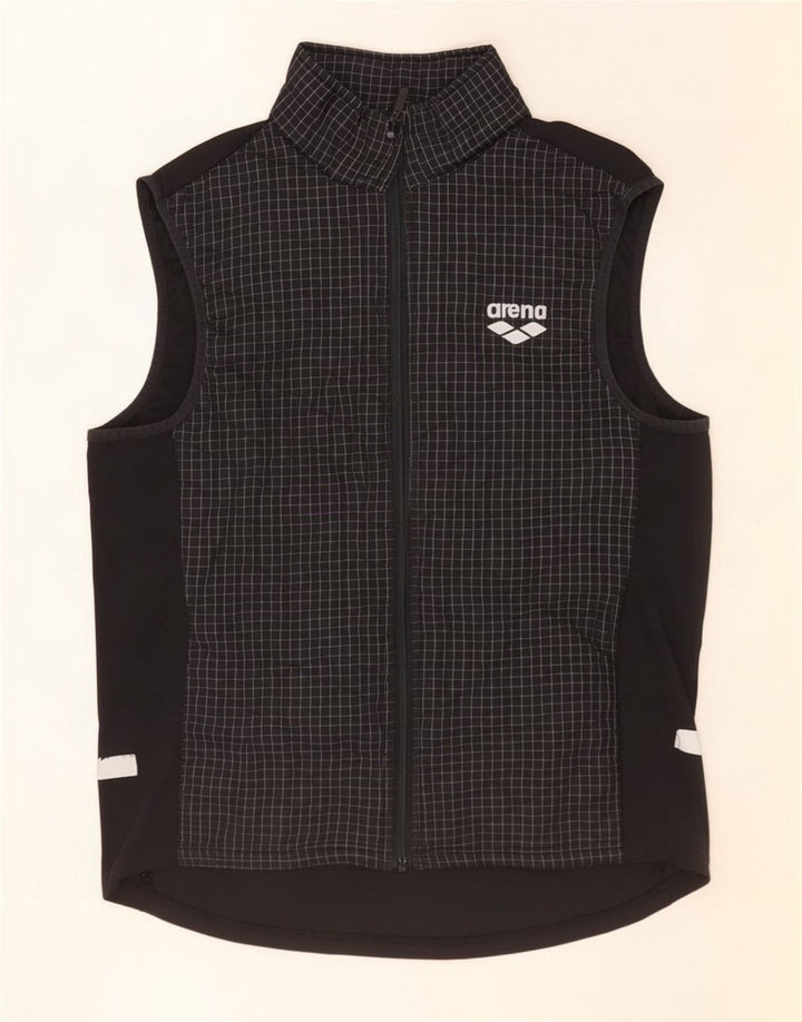 Arena Womens Graphic Padded Gilet UK 14 Medium Black Check Polyester