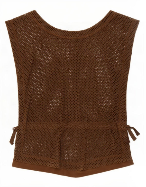 Vintage γυναικείο αμάνικο See Through Top IT 36 XS Brown