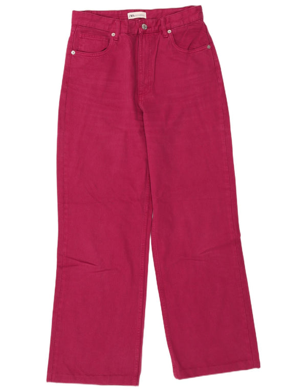 Zara Womens High Waist Jeans EU 42 Large W32 L32 Burgundy
