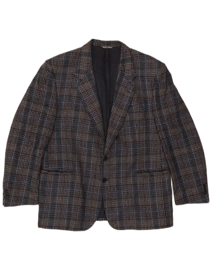 Vintage Ανδρικό σακάκι 2 κουμπιών σακάκι IT 58 4XL Grey Check Wool
