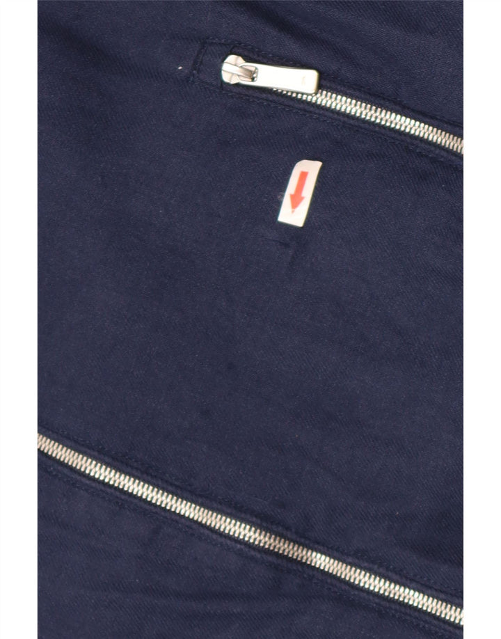 Zara Ανδρικό Bomber Jacket UK 40 Large Navy Blue Linen