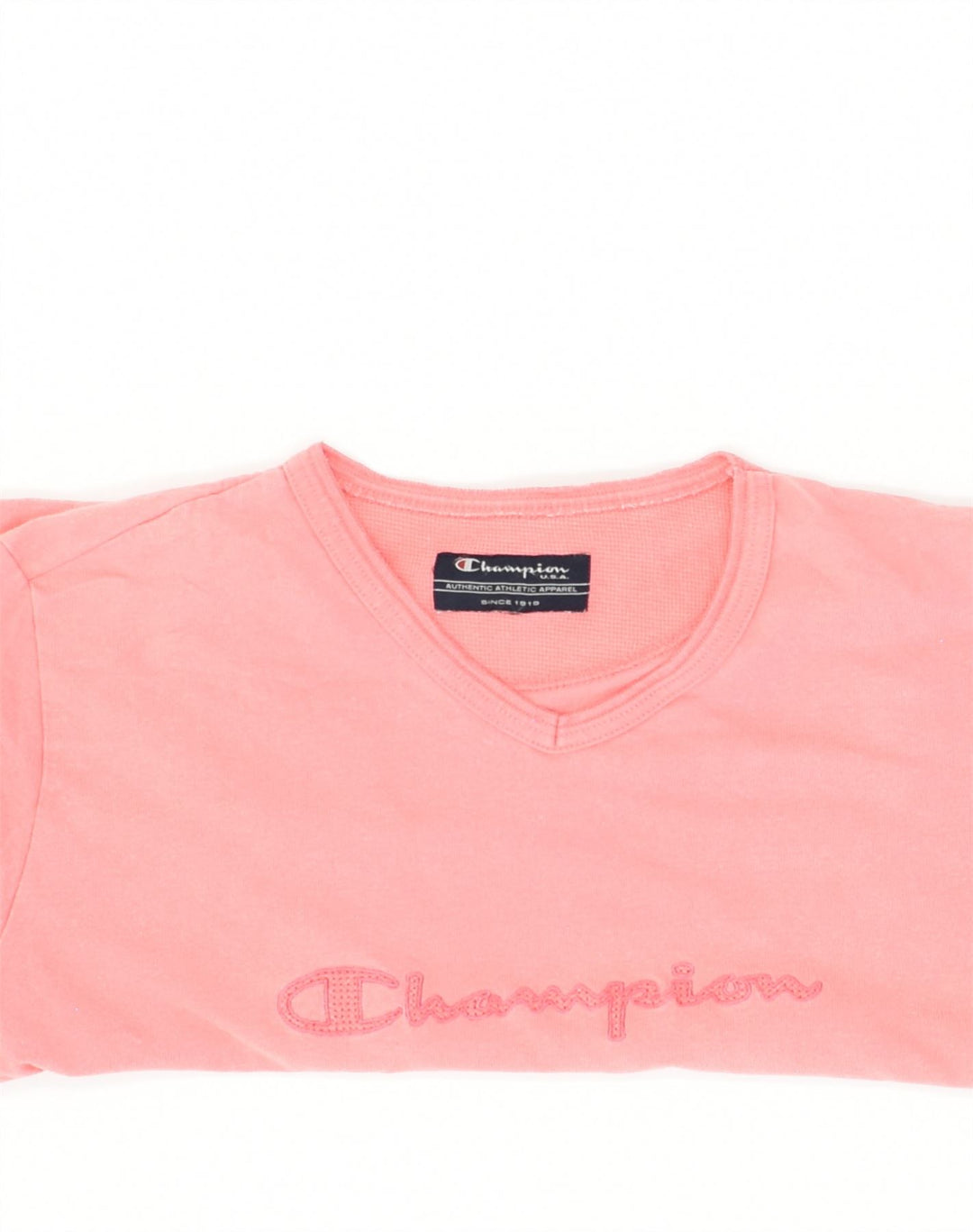 CHAMPION Womens Graphic T-Shirt Top UK 12 Medium Pink Cotton | Vintage Champion | Thrift | Second-Hand Champion | Used Clothing | Messina Hembry 