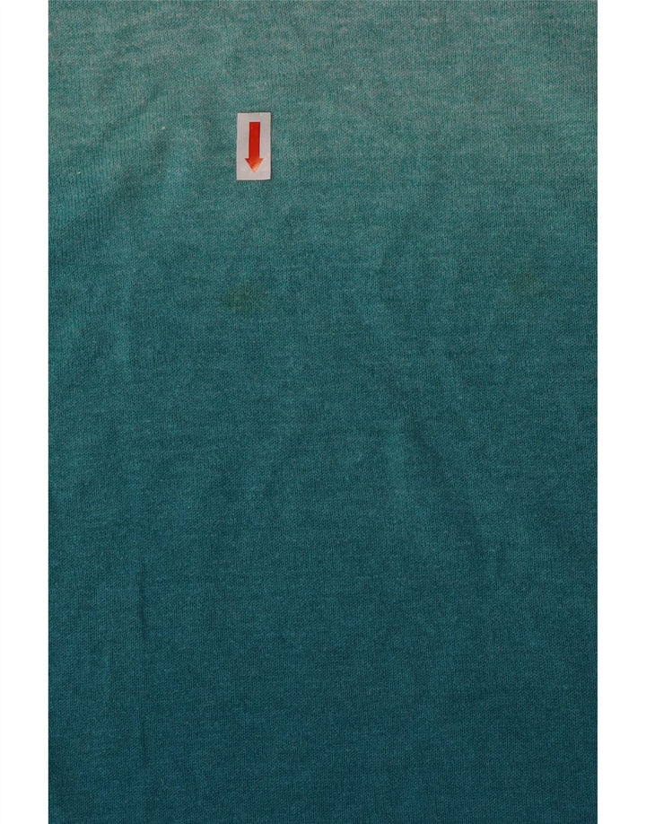 Γυναικείο μπλουζάκι με χοντρό πρόσωπο μακρυμάνικο UK 14 μεγάλο τυρκουάζ βαμβακερό χρώμα