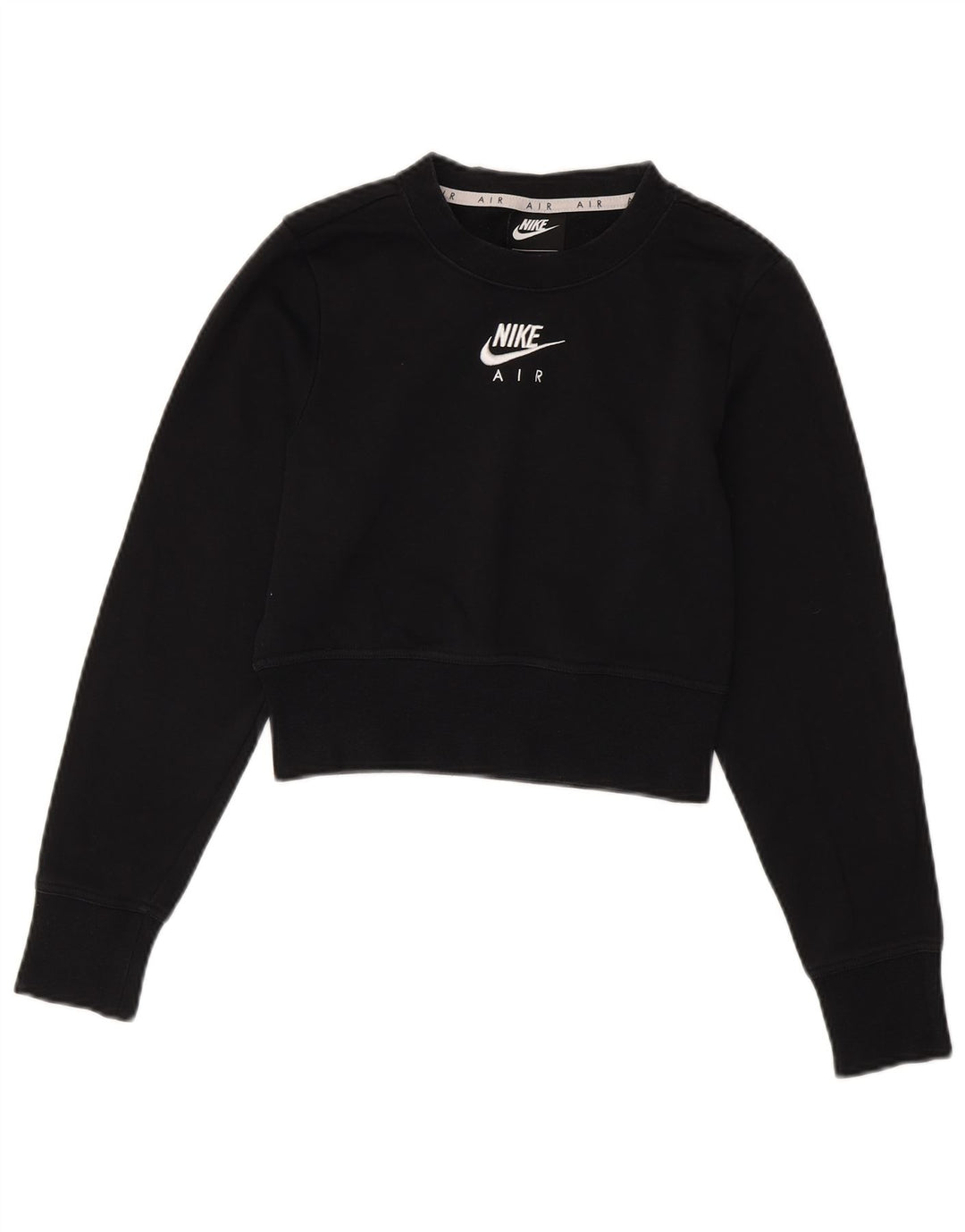 Γυναικείο γραφικό φούτερ NIKE Crop Jumper UK 6 XS Μαύρο βαμβακερό