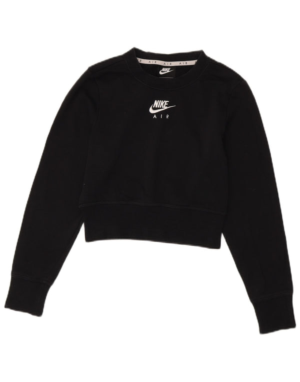 Γυναικείο γραφικό φούτερ NIKE Crop Jumper UK 6 XS Μαύρο βαμβακερό
