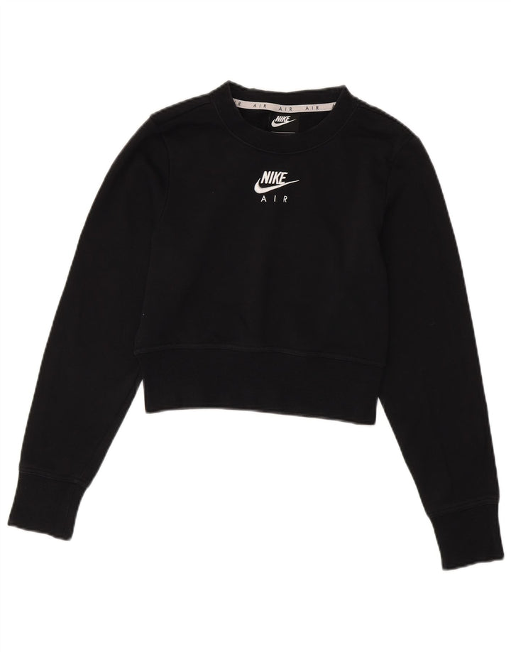Γυναικείο γραφικό φούτερ NIKE Crop Jumper UK 6 XS Μαύρο βαμβακερό