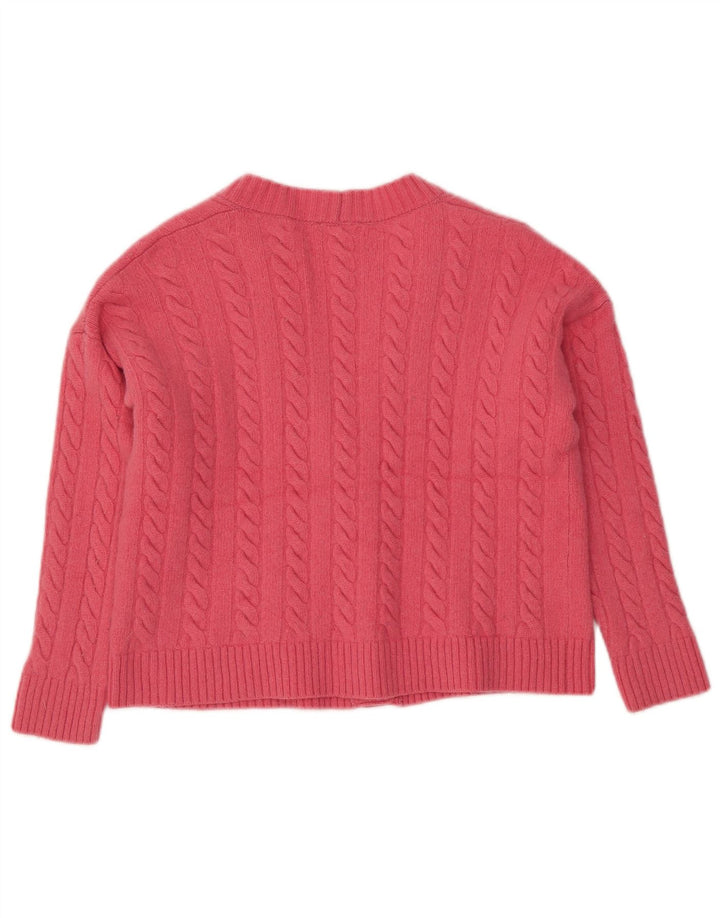 BENETTON Γυναικείο πουλόβερ Crop Cardigan UK 14 Medium Pink Wool