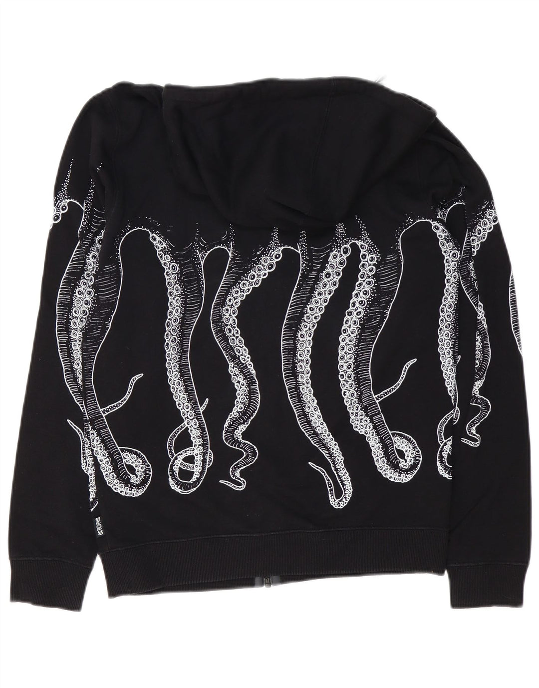 Ανδρικό πουλόβερ με κουκούλα με φερμουάρ Octopus Μικρό μαύρο βαμβακερό