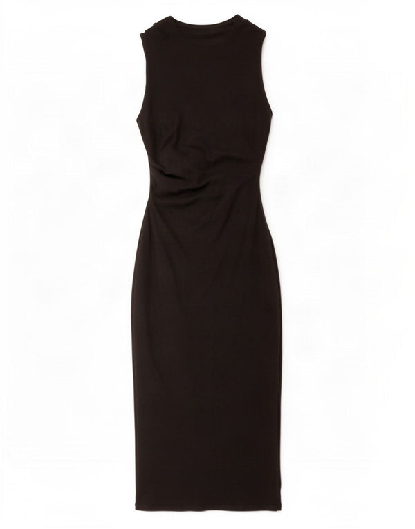 Zara Γυναικείο Αμάνικο Φόρεμα Bodycon Slim Fit UK 18 XL μαύρο βαμβακερό