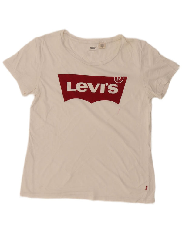 Γυναικείο T-Shirt LEVI'S Top UK 12 Medium Off White