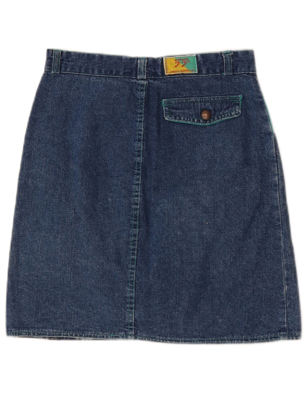 Vintage γυναικεία μίνι τζιν φούστα W26 Small Navy Blue Colourblock