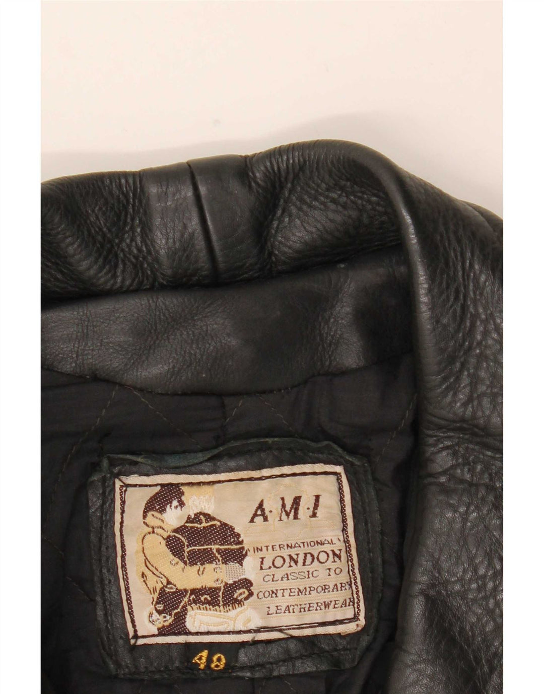 AMI Ανδρικό Δερμάτινο Μπουφάν Biker UK 48 4XL Μαύρο