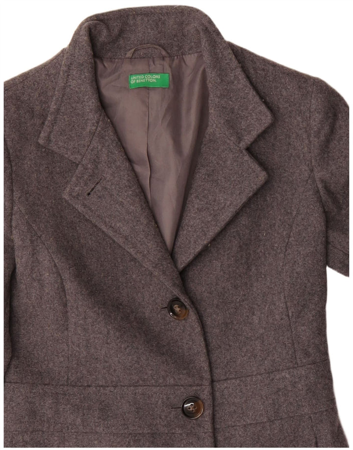 Γυναικείο παλτό Benetton UK 8 Μικρό Γκρι μαλλί