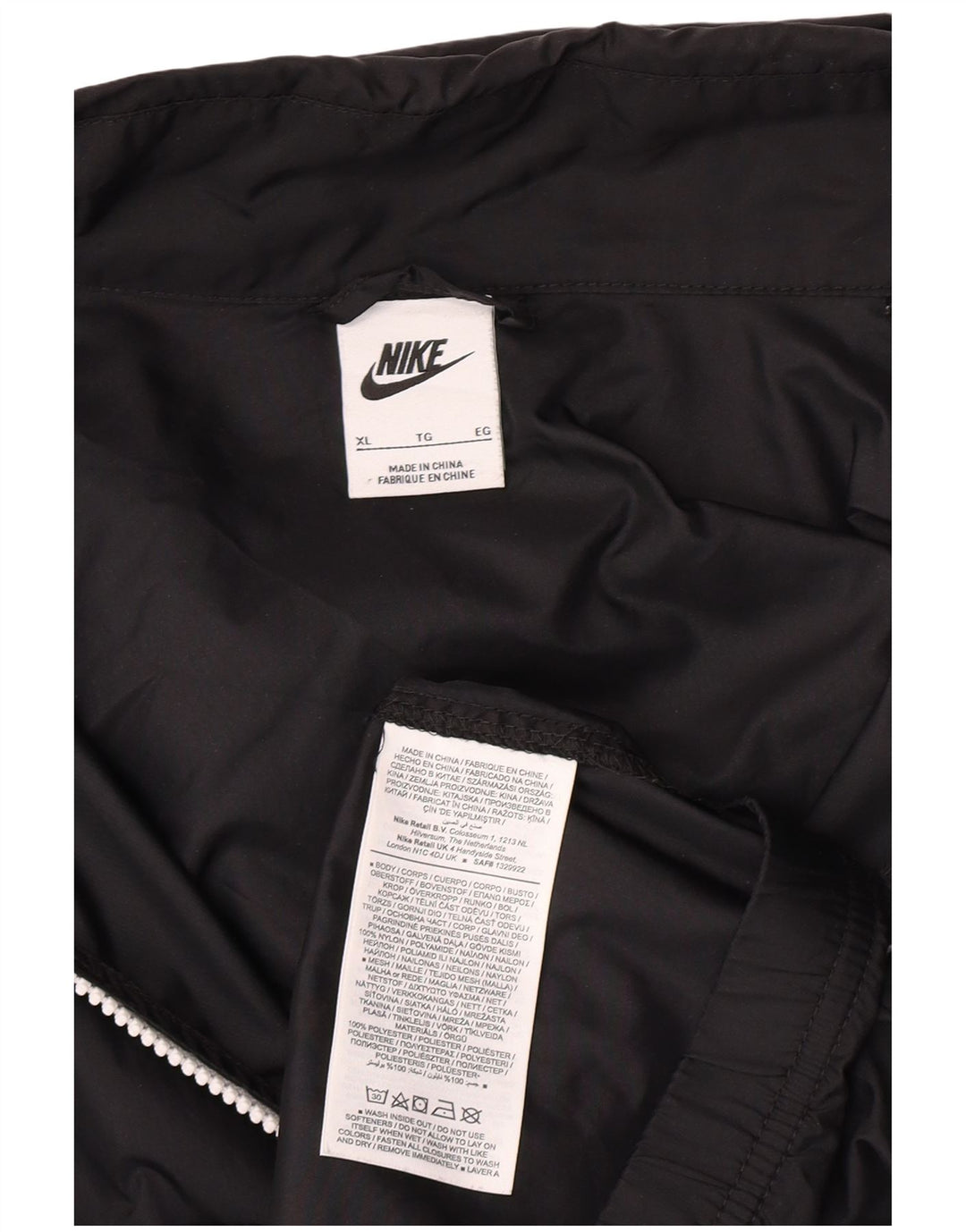 Ανδρικό μπουφάν βροχής με κουκούλα Nike XL μαύρο νάιλον