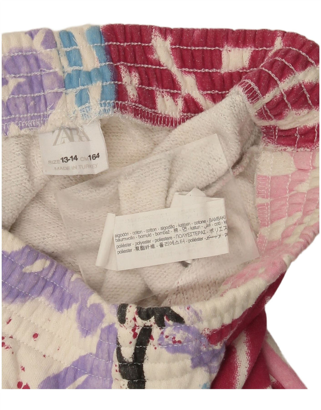 ZARA Graphic αθλητική φόρμα παντελόνι Joggers 13-14 ετών από λευκό βαμβάκι