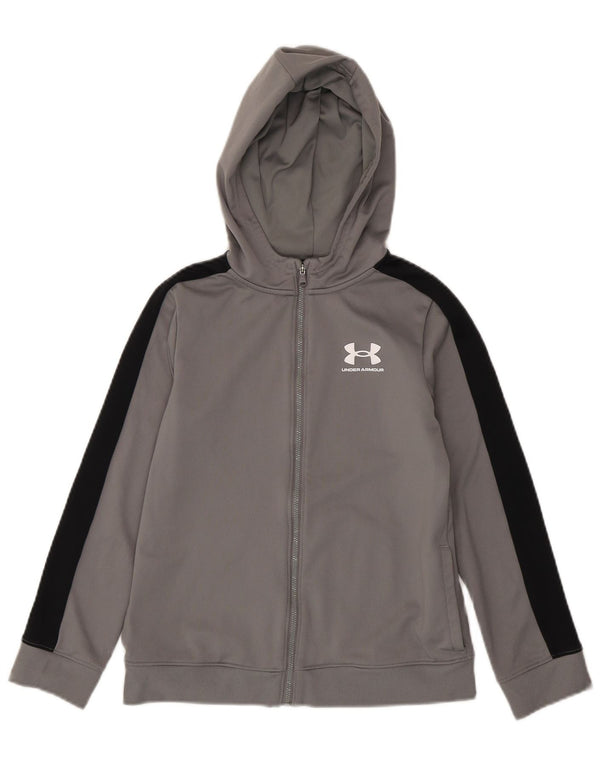 Πουλόβερ Under Armour Boys με φερμουάρ κουκούλα 9-10 ετών, μεσαίο γκρι χρώμα