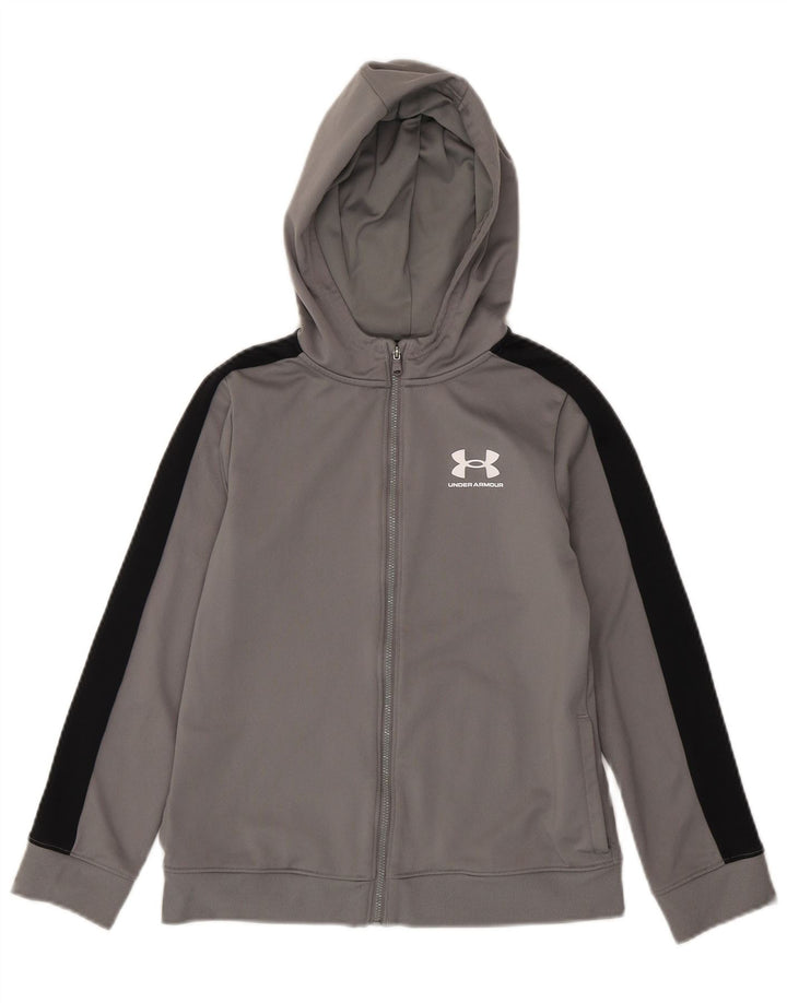 Πουλόβερ Under Armour Boys με φερμουάρ κουκούλα 9-10 ετών, μεσαίο γκρι χρώμα