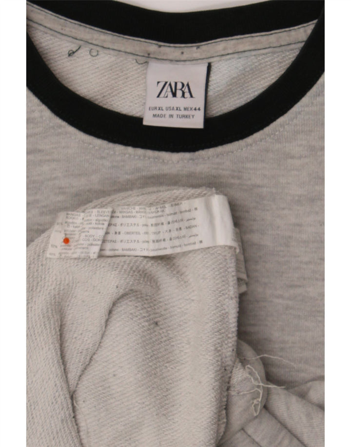 Zara Ανδρικό φούτερ Jumper XL Γκρι Colourblock Βαμβακερό