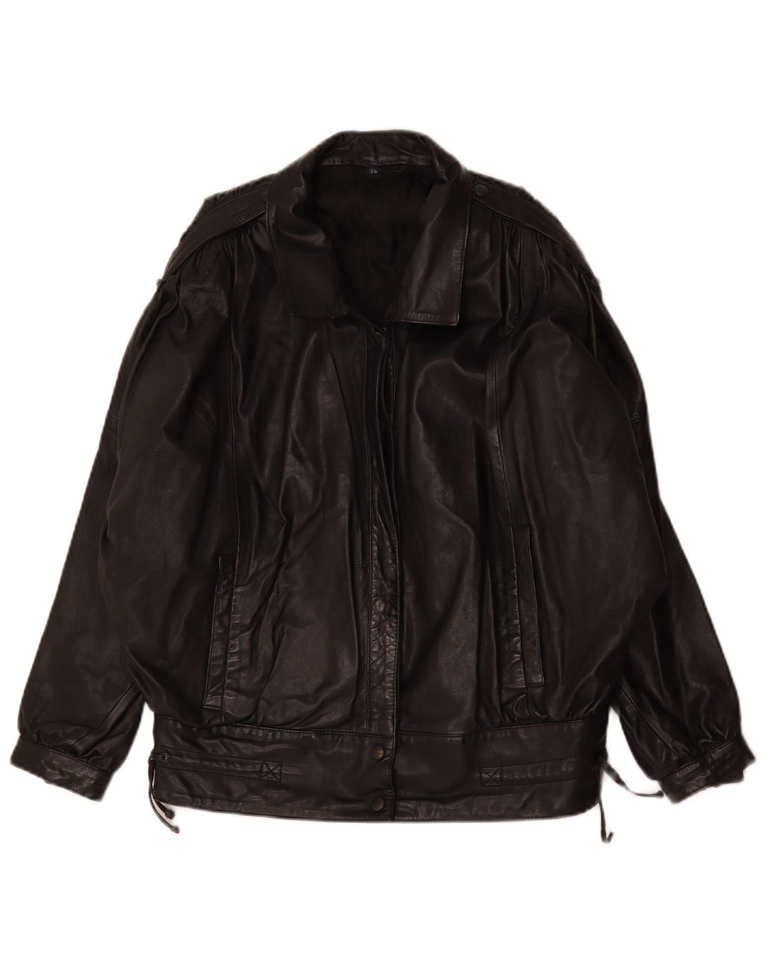 Vintage Γυναικείο Oversized Δερμάτινο Μπουφάν EU 36 Small Black Leather