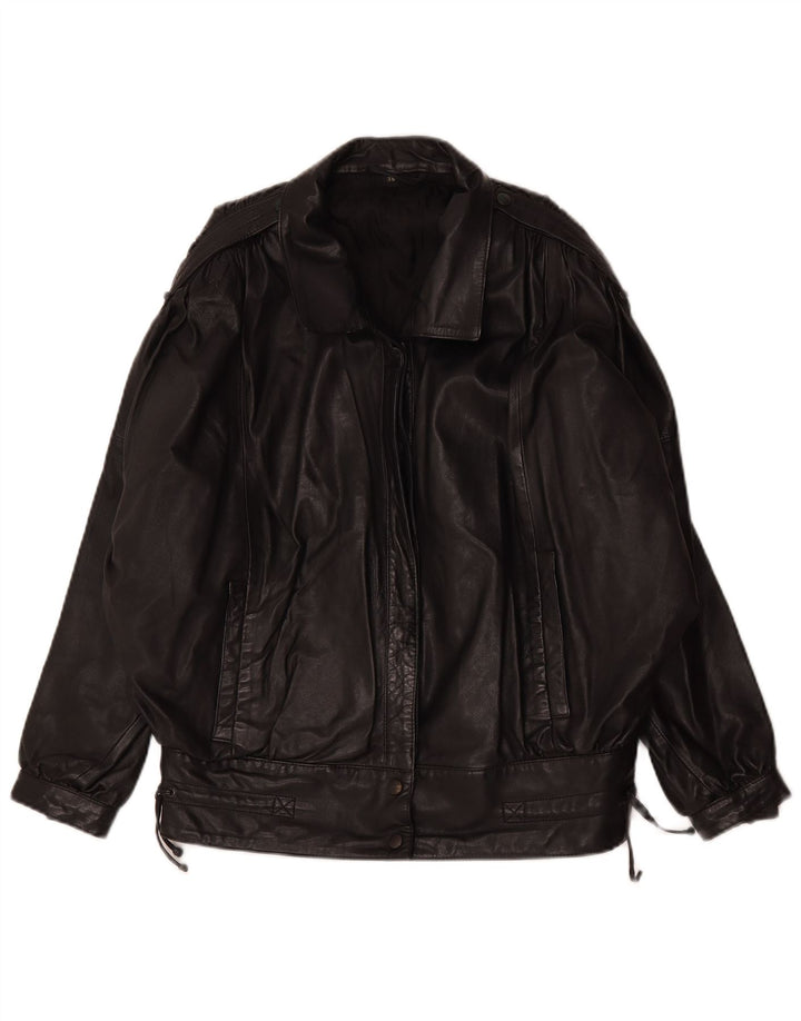 Vintage Γυναικείο Oversized Δερμάτινο Μπουφάν EU 36 Small Black Leather