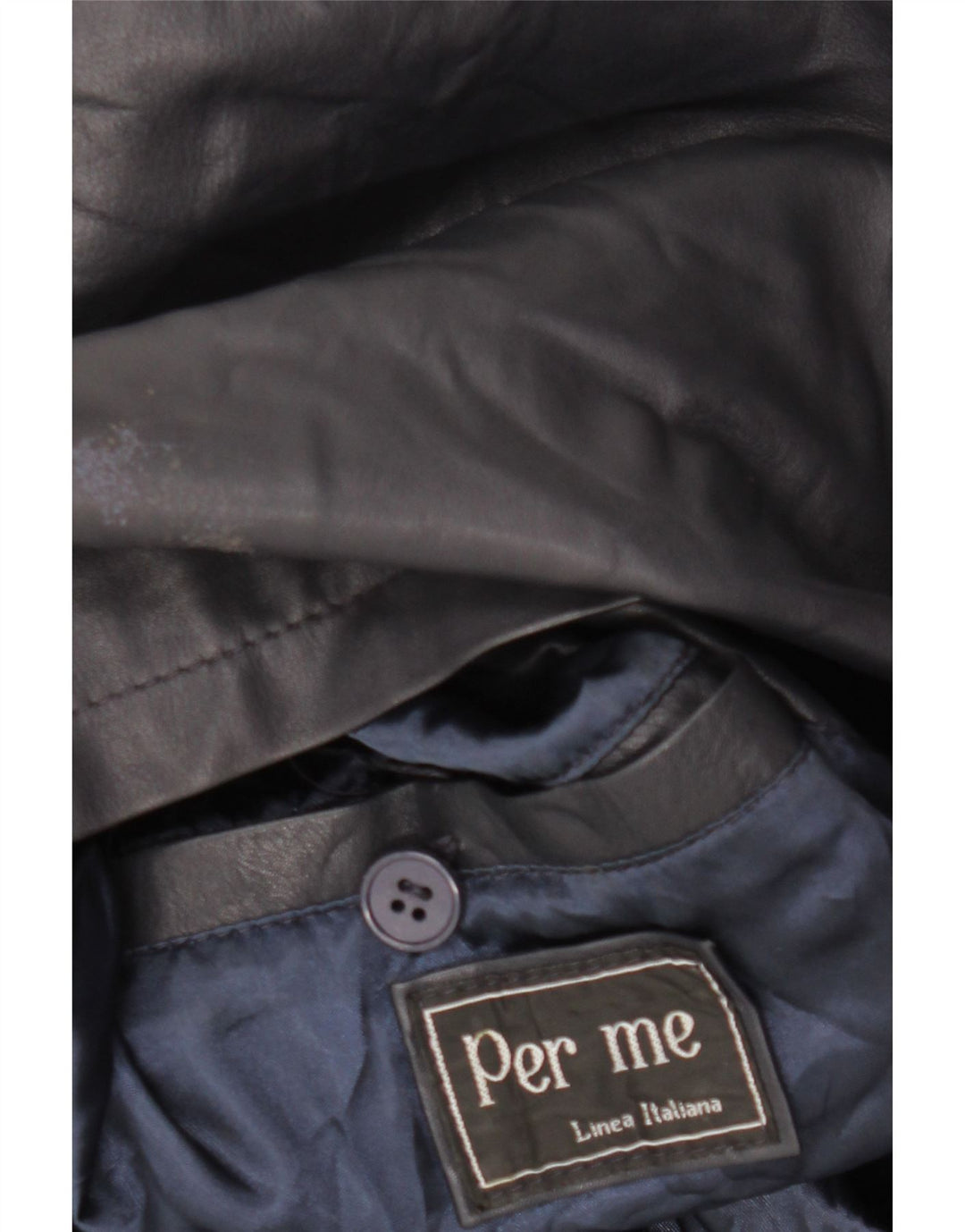 PER ME Γυναικείο Δερμάτινο Μπουφάν UK 22 2XL Μαύρο Δερμάτινο
