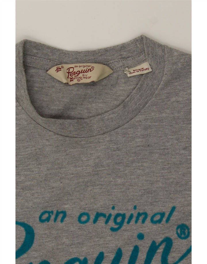 PENGUIN Mens Graphic T-Shirt Top Small Grey Cotton Vintage Penguin and Second-Hand Penguin from Messina Hembry 