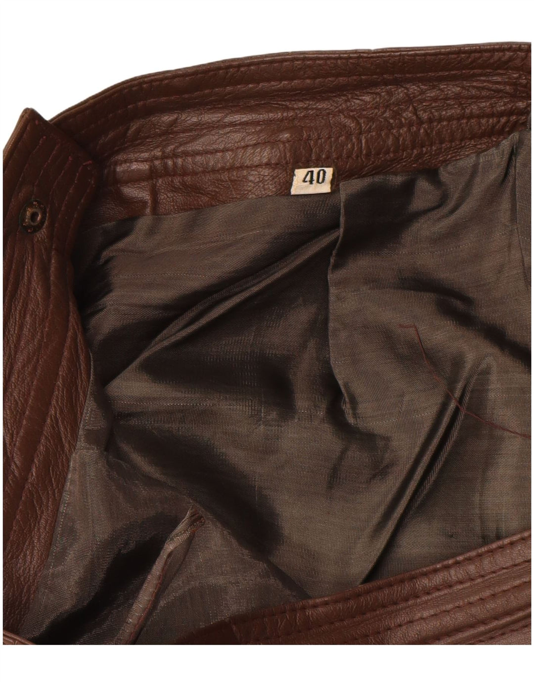 VINTAGE Γυναικεία Pencil Φούστα IT 40 Small W28 Καφέ Δερμάτινο