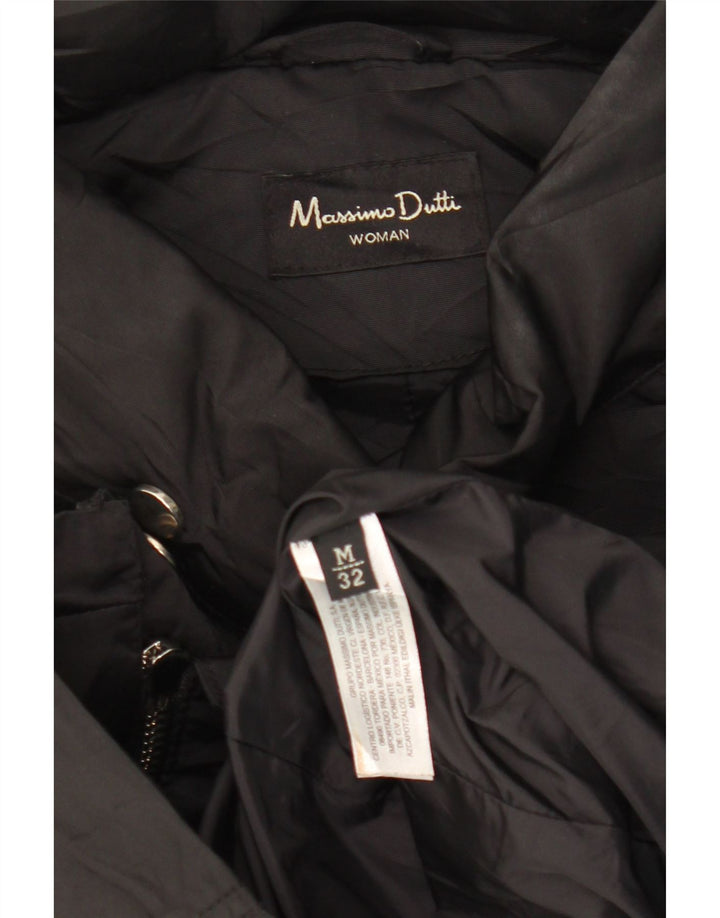 Massimo Dutti γυναικείο μπουφάν με κουκούλα αντιανεμικό UK 14 μεσαίο μαύρο πολυεστέρα