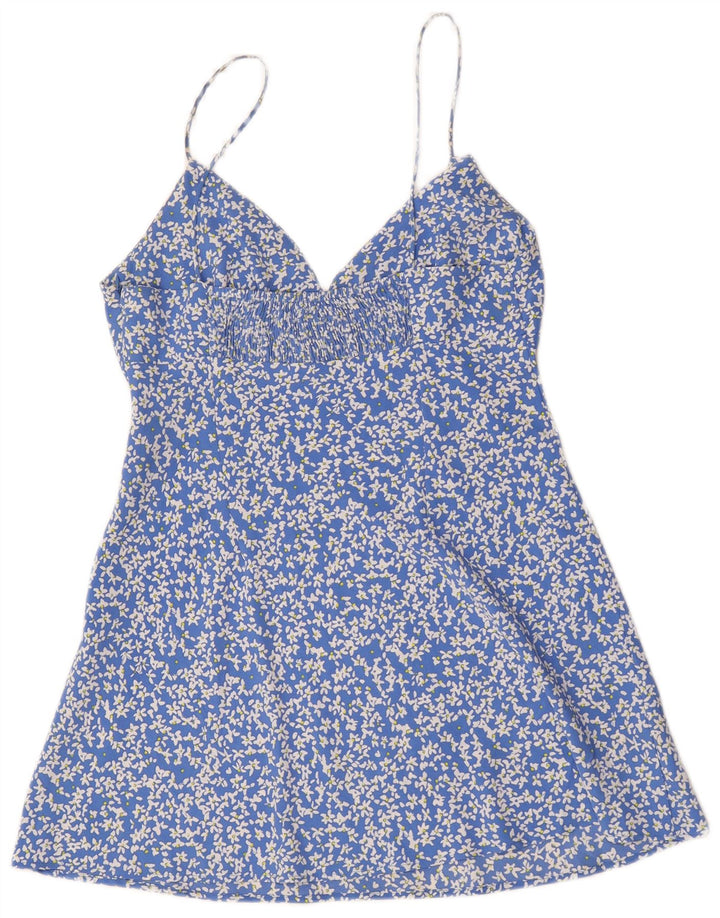 Zara Γυναικείο Sundress UK 14 Large Blue Floral Polyester