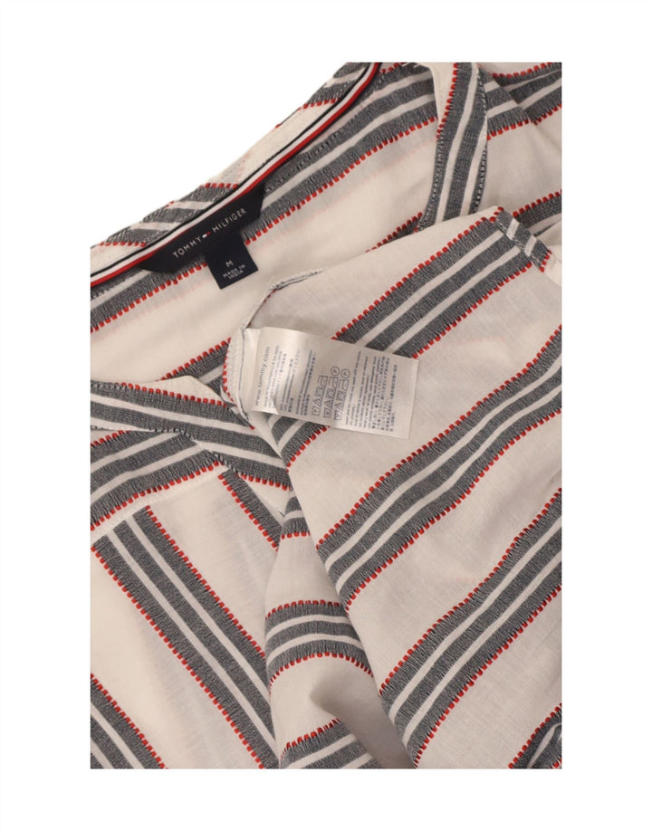 Tommy Hilfiger Γυναικεία Αμάνικη Μπλούζα Τοπ UK 14 Μέτρια Λευκή ριγέ