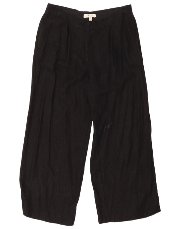 Marks & Spencer Γυναικείο φαρδύ παντελόνι Chino UK 14 μεγάλο W32 L27 μαύρο