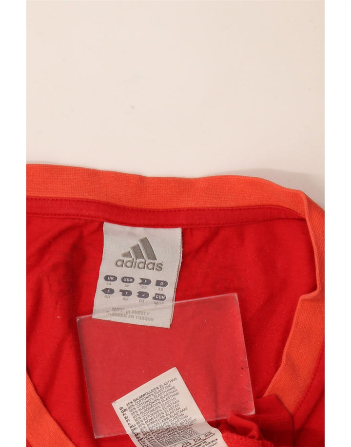 Γυναικείο γραφικό γιλέκο Adidas τοπ UK 14 μεσαίο κόκκινο βαμβακερό
